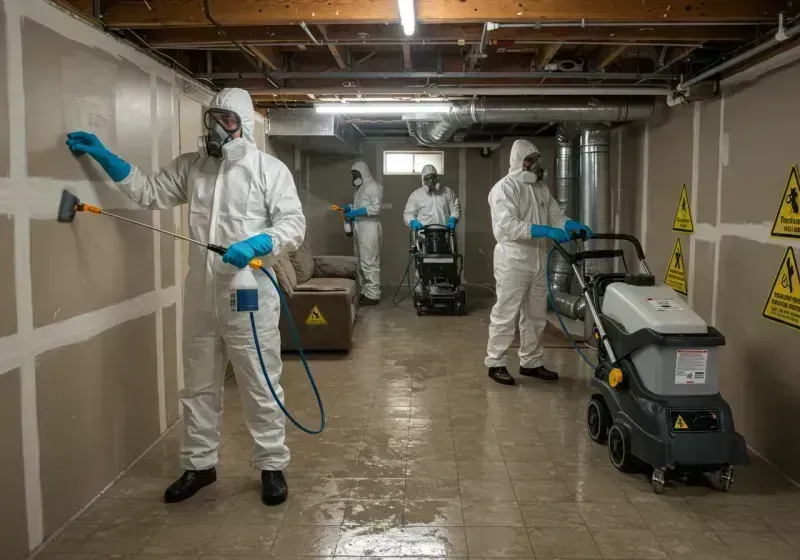 Basement Moisture Removal and Structural Drying process in Hamburg, PA